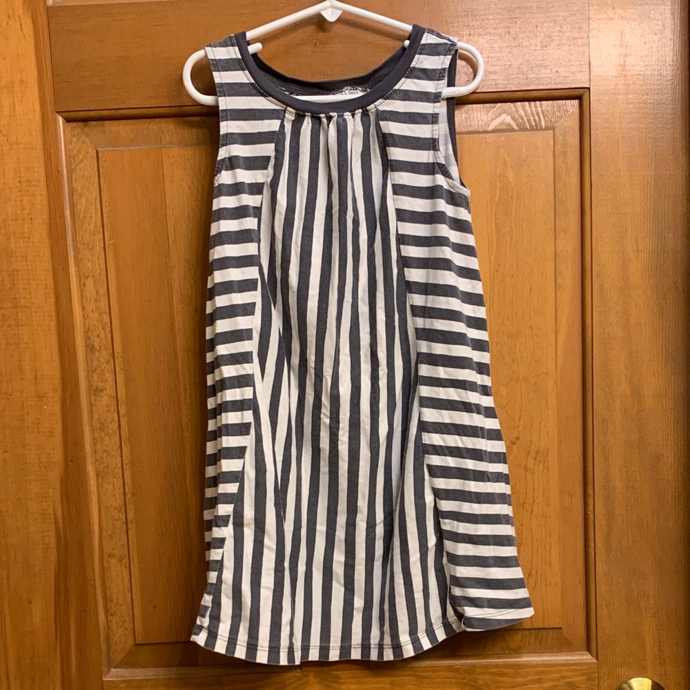Tea Collection Grey and White Striped Sleeveless Cotton Dress
